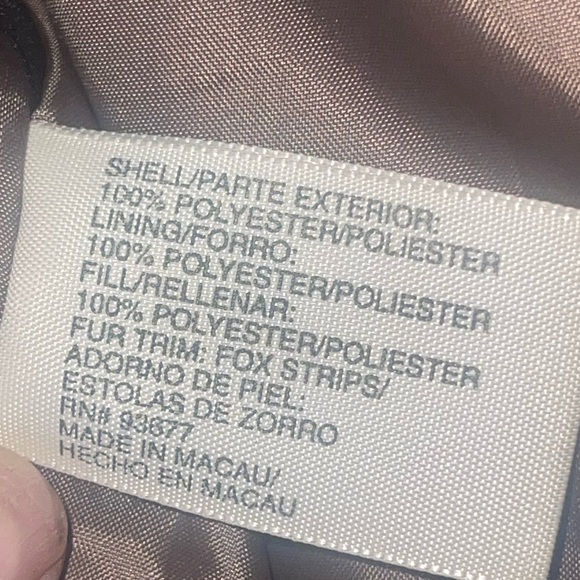 St. John's Bay brown sueded hooded coat w/genuine fox fur trim XLP. GUC - Picture 11 of 11